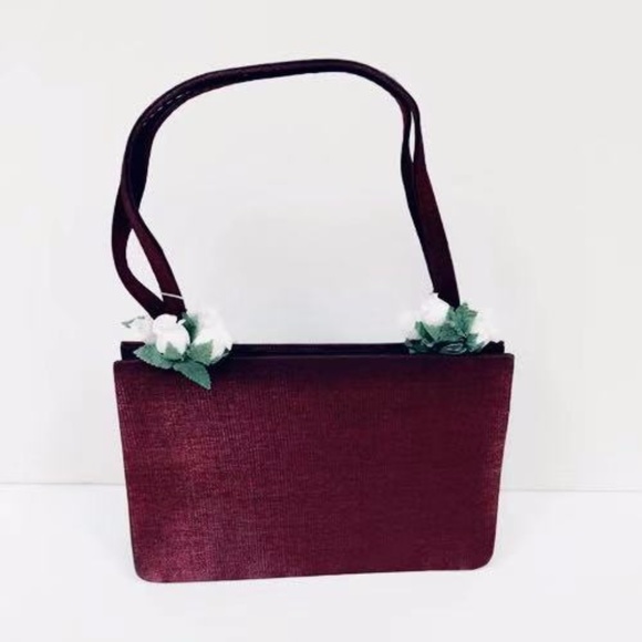 New Gorgeous Lady Wine Red Handbag with Flower - Picture 1 of 6